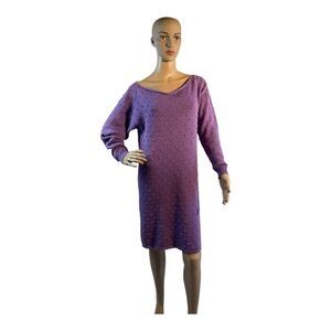 Callahan Women’s Sweater Dress Cotton Knit Long Sleeve Sleeve Purple Size M